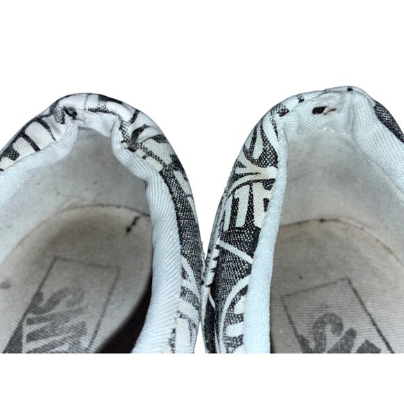 Vans Off The Wall Logo All Over Print Shoes Black/White Distress Sz 8.5 #h - Picture 6 of 10